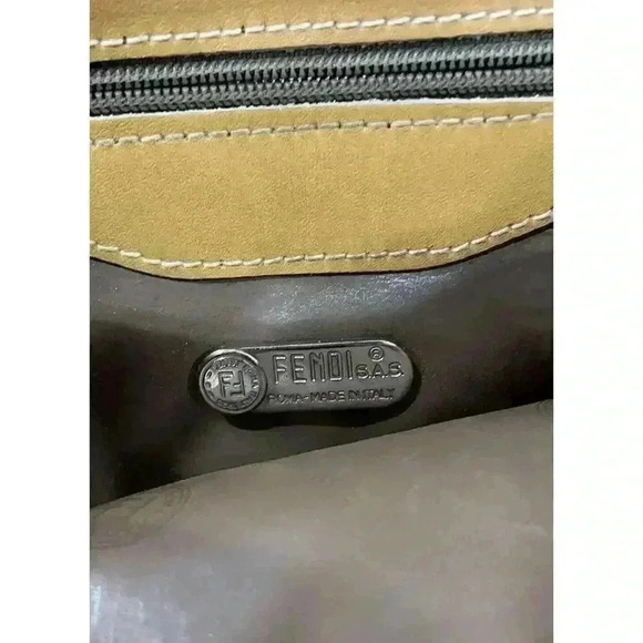 Fendi SAS Vintage Crossbody Brown Shoulder Bag Zukka Purse Logo S.A.S Roma Italy - Picture 5 of 13